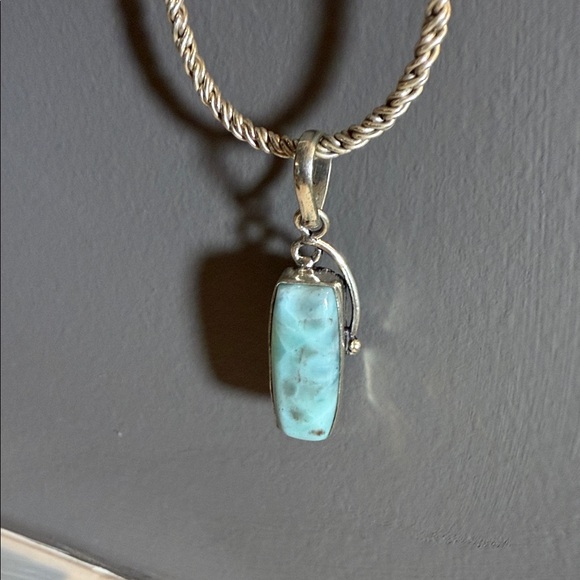 Jewelry - Sterling Silver Larimar Rectangular Pendant